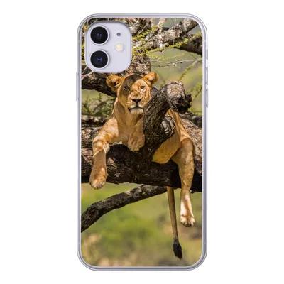 Produktbild von MuchoWow® Handyhülle Schutzhülle Hülle für iPhone 11 Löwe - Baum - Braun Silikon Softcase Handy Hülle - Handytasche