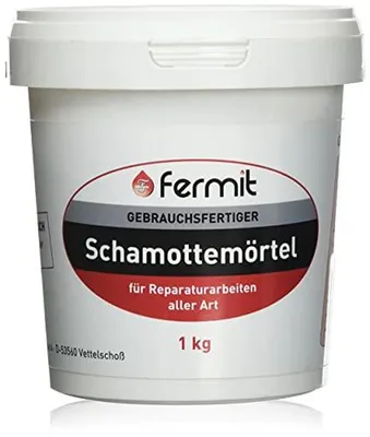 Produktbild von Fermit Schamottemörtel Temperaturbeständigkeit: über +1600°C und 4x Anzündwürfel aus Holzfaser und Pflanzenöl ca. 8 min Brennzeit (Schamottemörtel 1 kg)