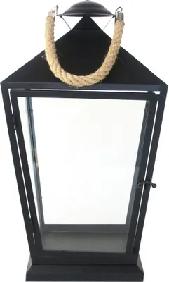 Produktbild von Esschert Design Laterne Schwarz mit Tau Größe M 45,6 cm - Metall & Glas