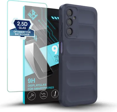 Produktbild von Handy Hülle für Samsung Galaxy A05s mit 9H Displayglas Displayschutz Plus Grip Case Cover Schutzhülle Softgrip Farbe: Dunkelblau