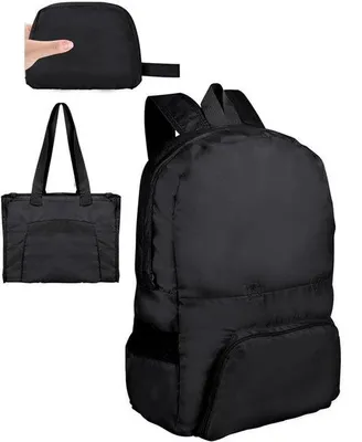 Produktbild von Faltbarer Rucksack 25 l - Ultraleichter Tagesrucksack - Kleinrucksack - Wasserdicht und strapazierfähig - für Wandern, Camping, Reisen - Schwarz