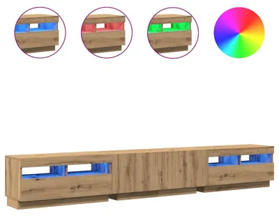 Image de vidaXL Armoire TV avec lampes LED Chêne Artisan 260x35x40 cm