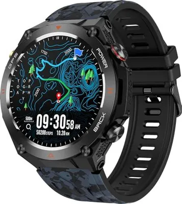 Produktbild von Smartwatch für Herren und Damen, GPS-Laufuhr, Herrenuhr im Militärstil mit Kompass, Barometer und Höhenmesser, Fitnessuhr, Telefonfunktion, Schlaftracker