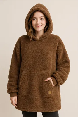 Produktbild von Antonio Kinder Kuschel Hoodie Teddy OneSize braun : braun-30 Farbsortierung: braun-30
