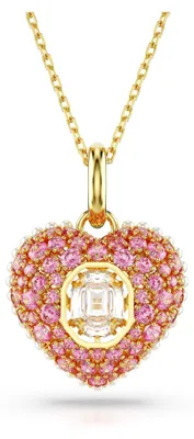 Produktbild von Swarovski Idyllia Anhänger, Rosafarbene und Vergoldete Damenhalskette mit Herz-M