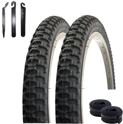 Obrázok produktu pre 2 x VEE Rubber V024 16" bicyklové pneumatiky čierne 47-305 (16 x 1,75) + 2 x vhodné duše AV vrátane montážnych páčok