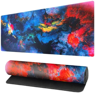 Image de Tapis de souris gaming XXL, dimensions 90x40 cm, avec bords cousus, base en caoutchouc antidérapante et surface lisse