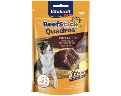 Produktbild von Vitakraft Beef Stick Quadros + Leber & Kartoffel, Universal, jede Rasse, Rind, Leber, Kartoffel, 70 g