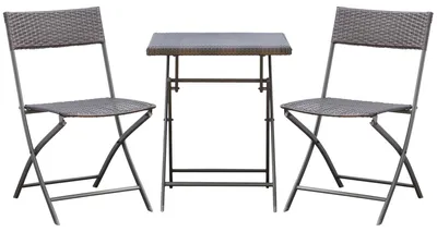 Image de Ensemble de jardin en polyrotin - Ensemble de table et chaises - Ensemble pour balcon - Ensemble de table basse en polyrotin - Ensemble pour 2 personnes - Polyrotin résistant aux intempéries
