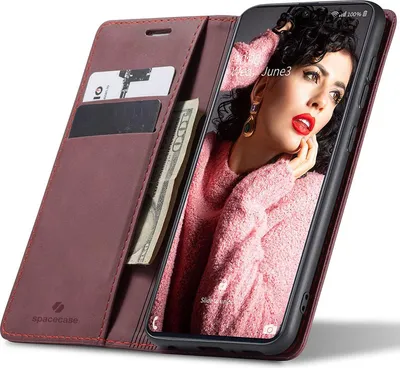 Image de SPACECASE Wallet flip cover pour Galaxy A71 Rouge