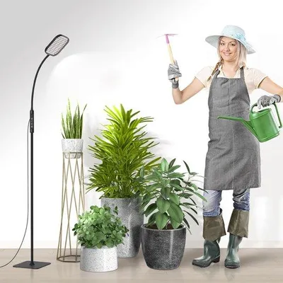 Obrázek produktu pro LED rostlinné světlo Unyqoos®, 10 W, plnospektrální, s 264 LED diodami, výškově nastavitelné až do 94 cm, s 360° flexibilním ramenem, 5 úrovní intenzity a časovačem (4/8/12 hodin)