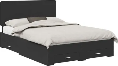Produktbild von vidaXL Bettrahmen mit Schubladen Schwarz 140 x 190 cm Holzwerkstoff
