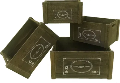 Zdjęcie produktu dla Pudełka do przechowywania Melko zestaw 4 brązowych drewnianych pudełek Uniwersalny organizer Découpage