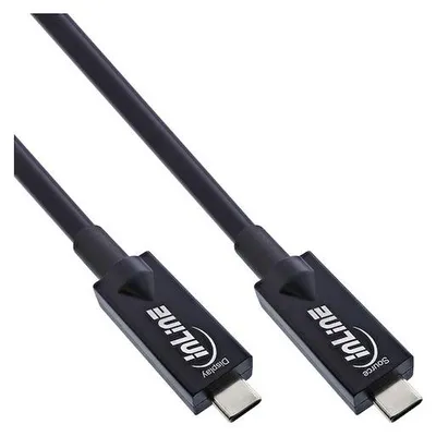Produktbild von InLine USB 3.2 Gen.2 AOC Kabel, USB-C Stecker/Stecker, schwarz, 7,5m, 7,5 m, USB C, USB C, USB 3.2 Gen 2 (3.1 Gen 2), 10 Gbit/s, Schwarz