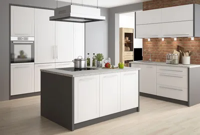 Produktbild von Küchenblock Kücheninsel lava / weiß Küchenzeile Küche Komplett Modern
