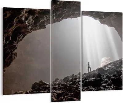 Produktbild von Bild auf Leinwand - Leinwandbild - 3 Teile - Höhle Morgendämmerung Frau - 95x80cm - Wand Bild - Wanddeko - Wandbilder - Leinwanddruck - Bilder - Wanddekoration - Leinwand bilder - CB95x80-4468