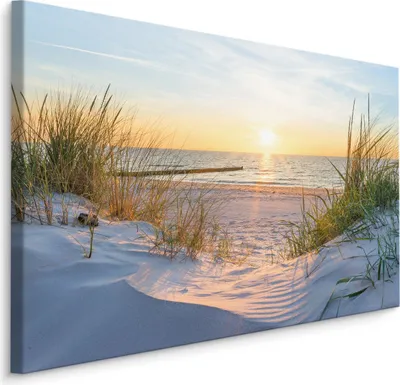 Produktbild von Fabelhafte Canvas LEINWAND BILDER 120x80 cm XXL Kunstdruck Meer Strand Sonne Dünen