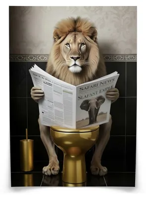 Produktbild von Muralo Poster für WC Badezimmer LÖWE in Toilette Zeitung Abstraktion 20x30cm