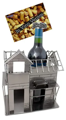 Image de Porte-bouteilles décoratif en métal avec une carte de vœux