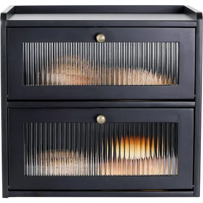 Image de Solidchoice - Boîte à pain en bambou avec 2 niveaux - Rangement écologique pour le pain dans la cuisine
