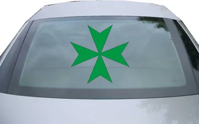 Produktbild von Indigos UG - Aufkleber Heckscheibe & Motorklappe DE2539 - grün - 600x600 mm - Malteserkreuz - Auto Scheiben Fenster Heckklappe Tuning Racing JDM - Die cut