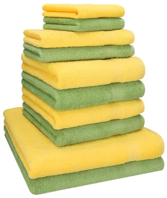 Produktbild von Betz 10-tlg. Handtuch-Set PREMIUM CLASSIC 2 Duschtücher 4 Handtücher 2 Gästetücher 2 Seiftücher  Farbe: apfelgrün & gelb