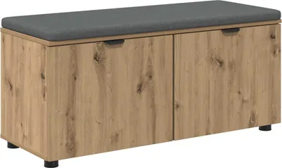 Obrázok produktu pre vidaXL Lavica do predsiene s vankúšom a poličkou Artisan dub 100 x 38 x 46 cm