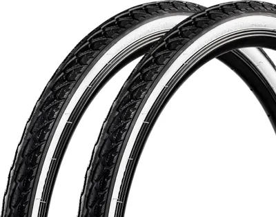 Image de Pneus de vélo Pentagon Sports, pneus à tringle rigide, pneus de ville à flanc blanc, lot de 2, 28 x 1,5 pouces, noir/blanc