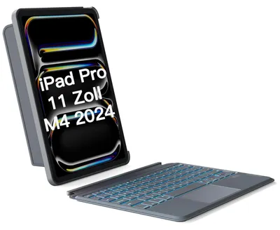 Produktbild von Hülle mit Tastatur 11 M4 2024 abnehmbar Kompatibilität Anzeige im Hoch und Querformat Grau 3 Pro 11 2024 M4