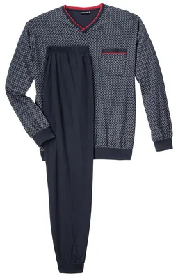 Produktbild von Götzburg Pyjama dunkelblau gemustert Übergröße
