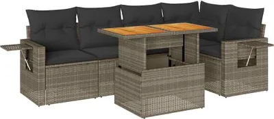 Produktbild von vidaXL 6-tlg. Garten-Sofagarnitur mit Kissen Grau Poly Rattan
