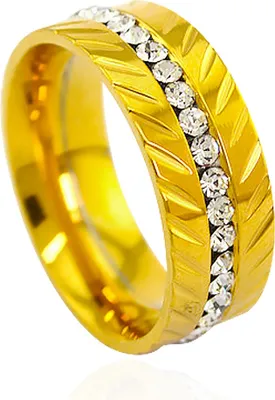 Produktbild von Ring Edelstahl Damen Partnerring Ehering Trauring Zirkonia Kristall Strass Verlobungsring Herren Bandring gold 55 - Ø 17,45 mm