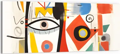 Produktbild von DEQORI Glasbild Echtglas 125x50 cm 'Abstrakte Visage' Wandbild Bild modern Deko