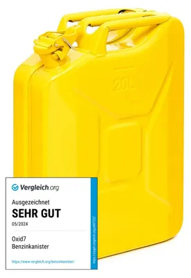 Produktbild von Oxid7® by BW Kraftstoffkanister Metall Benzinkanister 20 Liter - Gelb RAL 1018 - UN-Zulassung - Hergestellt in Europa