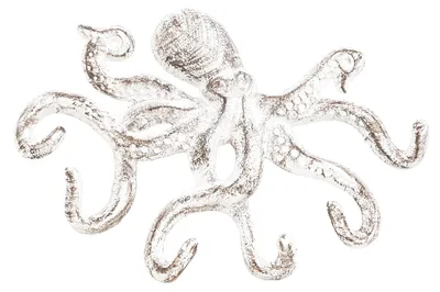 Productafbeelding van Decoratieve kleerhaken in de vorm van een octopus, gietijzer, wit, met 6 haken