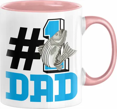 Produktbild von Fischer Nummer 1 Dad Vater Tasse Geschenk Angler Papa Geschenkidee Bester Papa Der Welt Vatertag Lustige Geschenkidee (Rosa)