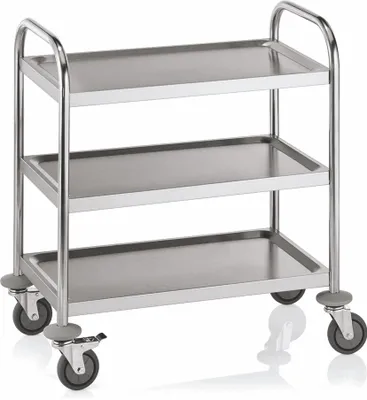 Produktbild von Servierwagen / Abräumwagen, Edelstahl, 3 Borde, 70,5x41x84 cm
