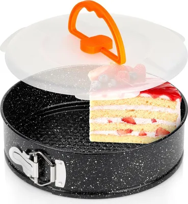 Produktbild von Vilde | Springform Kuchenform - 24 cm - Granitbeschichtung - Mit Deckel und Tragegriff - Antihaft