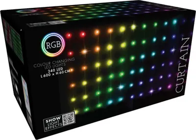 Immagine prodotto di Tenda luminosa a LED 240 LED 600×60 cm - Luci natalizie RGB con telecomando per interni/esterni