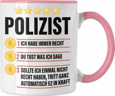 Produktbild von Trendation - Polizist Geschenk Tasse mit Spruch Geschenke Polizei Männer Lustig (Rosa)