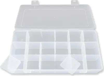 Obrázok produktu pre Box na triedenie korálok, priehľadný, 23,2 x 12,3 x 4,3 cm, 18 priehradiek