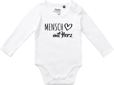 Produktbild von Huuraa Baby Body Mensch mit Herz 62 White  Baumwolle Fairtrade Langarmbody Geschenkidee