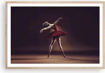 Produktbild von Gerahmtes Poster - Rahmen in heller Eiche - Ballerina Rot Kleid - 91,5x61 cm - Wand Bild - Wanddeko - Wandbilder - Wandposter - Bilderrahmen - Bilder - Kunstdruck - Wandbild - P2NAA91x61-4336