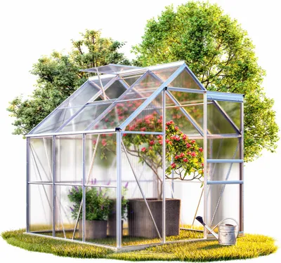 Produktbild von GARDEBRUK® Aluminium Gewächshaus 3,6m² mit Fundament 190x190cm inkl. Dachfenster Treibhaus Garten Frühbeet Aufzucht 5,8m³