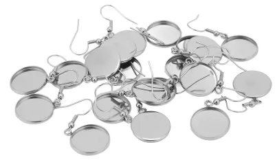 Ohrrand-Rohlinge, 20 Stück, 6 mm, Edelstahl, mit Drahthaken und Ohrschalen