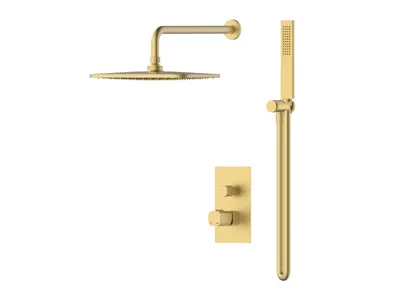 Produktbild von GranMaster Unterputz-Duschsystem Champagner Gold - Design Duschset mit Regendusche & Handbrause, inkl. Installations-Box, Einhebelmischer,