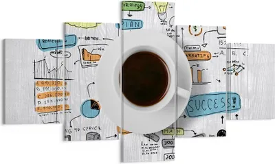 Produktbild von Bild auf Leinwand - Leinwandbild - Kaffee Morgen Tasse Frühstück - 125x70cm - Wand Bild - Wanddeko - Leinwanddruck - Bilder - Kunstdruck - Wanddekoration - Leinwand bilder - Wandkunst - EA125x70-2481