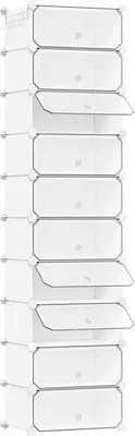 Produktbild von WOLTU Schuhbox, 10 Fächer, für 20 Paare, mit Tür, Haken, 40x30x170 cm, Weiß