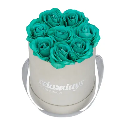 Produktbild von relaxdays Graue Rosenbox rund 8 Rosen