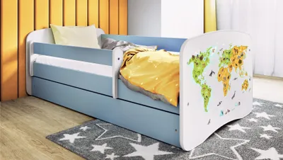 Obrázek produktu pro Dětská postel pro mládež 70x140, 80x160, 80x180 cm - kompletní sada s matrací, zásuvkou a ochranou proti pádu